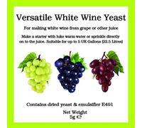 Versatile White Wine Yeast Sachet 5g - Also for Fermenting at Low Temperatures - All Purpose Homebrew Home Brew