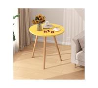Versatile Yellow Wooden Coffee Table, Small Round Side Table for Living Room, Balcony & Lounge - Ideal Laptop & Dining Table for Casual Spaces, Stylish & Functional