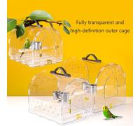 Versatiled Acrylic Birdcage For Travel Clear Bird Cage With Feeders And Perch For Outdoor Walking Carrying Birdcage