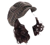 Versatiles Newsboys Hat With Short Curly Wigs Winter Cold Resistant Wigs Hat For Women Desiring Trendy Look Time Saving Hair Accessory
