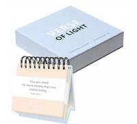 Verse of Light Daily Inspirational Perpetual Flip Calendar, 366 Bible Scripture Quotes, Minimalist Design, Built-in Stand, 5.9x5.9 Inch