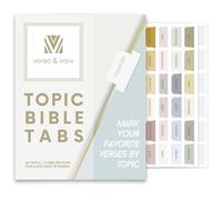 Verse & Vow Bible Tabs, Mark Your Favorite Verses by Topic, Bible Journaling Supplies, Laminated Bible Tabs for Women, Study Bible, Gold Embossed Lettering, 150 Tabs, 24 Topics Plus