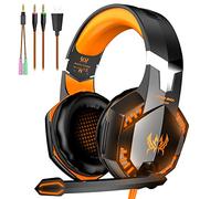 VersionTECH. G2000 Gaming Headset, Surround Stereo Gaming Headphones with Noise Cancelling Mic, LED Lights & Soft Memory Earmuffs for Xbox One, PS4, Nintendo Switch, PC Mac Computer Games- Orange