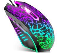 VersionTECH. Gaming Mouse, 4 DPI Settings Up to 3600 DPI, Light Up RGB Ergonomic Optical Gaming Mice for Laptop/mac, Computer Wired USB Mouse, 7 Colors LED Backlight, 6 Programmable Buttons-Black