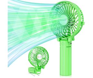 VersionTech Hand Held Fan Portable Handheld USB Rechargeable Fan Battery Operated Electric Powered Mini Fan Foldable Desk Fans for Home Office Ceiling Travel Ceiling (3 Speeds,Green)