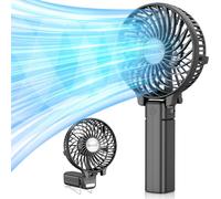 VersionTech Hand Held Fan,Portable Handheld USB Rechargeable Fans with 3 Speeds,Battery Operated Electric Powered Mini Foldable Desk Desktop Fans for Home Office Ceiling Travel Black