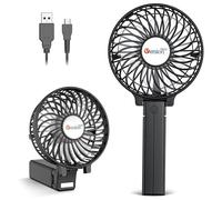 VersionTech Hand Held Fan - USB Rechargeable, 3-Speed, 6-Blade, Foldable 180, Portable for Travel, Home & Office, Includes Hook