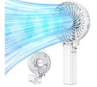 VersionTech Handheld Fan Portable USB Rechargeable with 3 Speeds,Battery Operated Electric Powered Mini Foldable Desk Fan for Home Office Ceiling Travel (White)