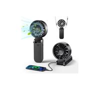 VersionTECH. Handheld Fan with Digital Display, 5000mAh Rechargeable Battery, 6-Speed Turbo Wind, Power Bank Function - Portable Personal Fan for Travel, Outdoor, Office, Desk & Neck Use