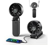 VersionTECH. Handheld Fan with Digital Display, 6-Speed Turbo Wind, Power Bank Function - Portable Personal Fan for Travel, Outdoor, Office, Desk & Neck Use