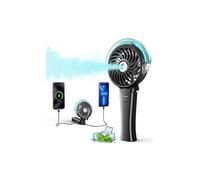 VersionTECH. Portable Handheld Misting Fan as Power Bank, 50ml XL Water Tank, 20H Runtime 3 Speeds, 180° Foldable Rechargeable Mist Fan for Travel, Outdoors, Makeup - Black