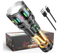 VersionTECH. Torches LED Super Bright, Rechargeable Torch with Camping Light, Zoomable, 13 Modes, Long Battery Life, IP66 Waterproof, Powerful Battery Powered, Camping Dog Walking Emergency