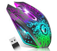 VersionTECH. Wireless Gaming Mouse, Rechargeable Computer Mouse Mice with Colorful LED Lights, Silent Click, 2.4G USB Nano Receiver, 3 Level DPI for PC Gamer Laptop Desktop Chromebook Mac -Black