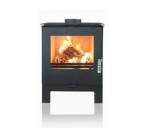 Verso Rheia L Black Wood Burning Stove 5kW Log Burner Raised Legs EcoDesign A