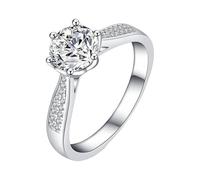 Verstellbare Ringe Partner Klassischer Sechsring Modischer Brauthochzeitszubehörring Nachahmung Moissanit Japanischer und Koreanischer Ring Der Ringe Kette (Gold, D)