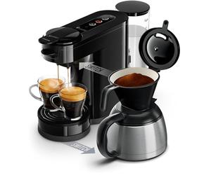 Versuni Philips Domestic Appliances SENSEO Switch Coffee Pod and Filter Machine - 2-in-1 Technology, 1 L Water Tank, 7 Cups in One Time, Intense Black (HD6592/65)