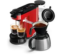 Versuni Philips Domestic Appliances SENSEO Switch Pad and Filter Coffee Maker, 2-in-1 Brewing Technology, 1 Litre Water Container, 7 Cups in One Pass Monza Red (HD6592/84)