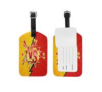 Versus Yellow Red VS Luggage Baggage Suitcase Tags Leather ID Label for Travel(2pcs)