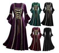VersusModa EPOCA09 Women's Renaissance Vintage Dress Theatre Dress, green, S