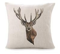 VERSUSWOLF Throw Pillow Covers for Couch Colored Deer Head Decorative Square Bed Or Sofa Pillows Case Animal Antler Wildlife Black Mammal Nature Wildlife Linen Cushion Covers 18X18 Inch