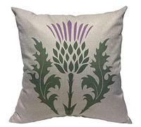VERSUSWOLF Throw Pillow Covers Green Blossom Thistle Onopordum Acanthium Scottish White Purple Branch Britain Cotton Linen Decorative Square Pillowcases Cushion Cover 18 X 18 Inch