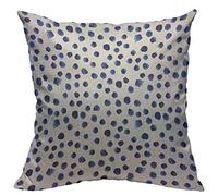 VERSUSWOLF Throw Pillow Covers Navy Paint Hand Drawn Blue Watercolor Polka Dot Watercolour Cotton Linen Decorative Square Pillowcases Cushion Cover 18 X 18 Inch