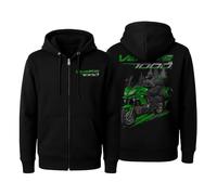 Versys 1000 Grand (2015-2018) Unisex Motorcycle Full-Zip Fleece Hoodie Jacket, Novelty Sweatshirt, Black - 2016 Candy Lime Green & Black, M