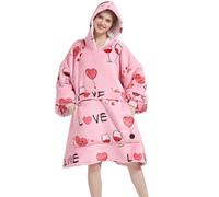 VERTAST Oversized Hoodie Blanket Sweatshirt for Men Women, Sherpa Fleece Wearable Blanket Sweatshirt Warm Home Hoody Gifts for Gamers Sofa Lovers (Rose - Romantic, Audlt)