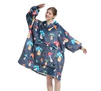 VERTAST Oversized Hoodie Blanket Sweatshirt for Men Women, Sherpa Fleece Wearable Blanket Sweatshirt Warm Home Hoody Gifts for Gamers Sofa Lovers (Colored Mushrooms, Audlt)