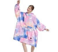 VERTAST Oversized Hoodie Blanket Sweatshirt for Men Women, Sherpa Fleece Wearable Blanket Sweatshirt Warm Home Hoody Gifts for Gamers Sofa Lovers (Pink - Luminous Elk, Audlt)