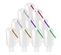 VerteLife 10PCS 50ml Refillable Travel Bottle with Keychain Clip, Flip Cap Clear Plastic Empty Bottles Travel Hand Sanitizer Containers Squeeze Container for Cosmetic Toiletries Liquids (5 Colors)