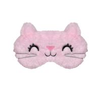 VerteLife Eye Mask, Cute Cat Sleep Mask Soft Fluffy Eye Mask for Sleeping Novelty Cartoon Travel Blindfold Eyeshade Funny Animal Eye Cover for Children Adult (Cat,Pale Pink)