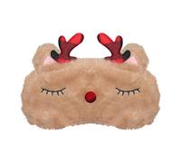 VerteLife Eye Mask for Sleeping, Christmas Reindeer Sleep Mask Soft Fluffy Blindfold Funny 3D Cartoon Animal Eyeshade Novelty Kids Adult Eye Cover for Travel (Christmas Antlers,Brown)