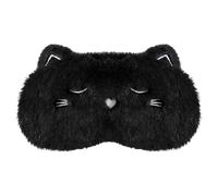 VerteLife Sleep Mask Cute Cat Eye Masks Soft Plush Sleeping Mask 3D Cartoon Eye Cover for Travel Funny Novelty Blindfold Eyeshade for Children Adult (Cat,Black)
