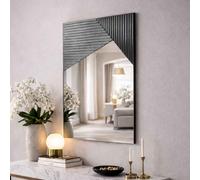 vertex glass wall mirror with fume wooden frame