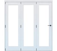 Vertical 0 Panel 1 Lite Plain Clear Glazed Shaker Unfinished White Softwood Internal Folding Door Set, (H)2060mm (W)1793mm