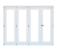 Vertical 0 Panel 1 Lite Plain Clear Glazed Shaker Unfinished White Softwood Internal Folding Door Set, (H)2060mm (W)2209mm