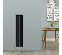(Vertical 1600x272mm - Single) NRG Black Flat Panel Designer Radiator Single Double Column Bathroom Central Heating