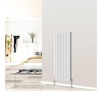 (Vertical 1600x590mm - Double) NRG White Designer Radiator Premium Oval Column Central Heating Perfect for Bathrooms Hallway Kitchen Living Room