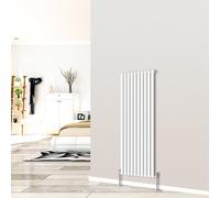 (Vertical 1600x590mm - Single) NRG White Designer Radiator Premium Oval Column Central Heating Perfect for Bathrooms Hallway Kitchen Living Room