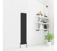 (Vertical 1800x354mm - Double) NRG Premium Black Radiator Oval Column Designer Central Heating UK