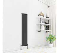 (Vertical 1800x354mm - Single) NRG Premium Black Radiator Oval Column Designer Central Heating UK