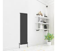 (Vertical 1800x472mm - Single) NRG Premium Black Radiator Oval Column Designer Central Heating UK