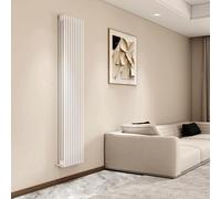 Vertical 3 Column Cast Iron Radiator, 1800x470mm Gloss White Designer Radiators Slim, Tall Upright Designer Column Radiator Rads Heater for Bedroom/Office, Vertical Radiator White, Hall Radiator