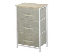 Vertical 3-Tier Linen Drawer Cabinet Organizer Storage Dresser Tower with Metal Frame Adjustable Feet for Living Room
