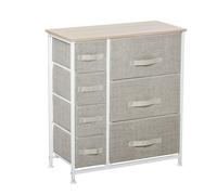 Vertical 7 Linen Drawers Cabinet Organizer Storage Dresser Tower with Metal Frame Adjustable Feet for Living Room
