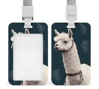 Vertical Alpaca Llama Badge Holder with Breakaway Lanyard Heavy-Duty Abs Id Card Protector Waterproof Clear Window for Nurse Teacher Office Worker Detachable for Id Badge Credit Card Transit Pass