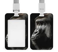 Vertical an Adult Gorilla Badge Holder with Breakaway Lanyard Heavy-Duty Abs Id Card Protector Waterproof Clear Window for Nurse Teacher Office Worker Detachable for Id Badge Credit Card Transit Pass