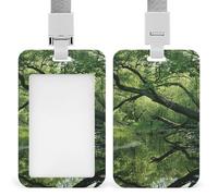 Vertical an Ancient Swamp Badge Holder with Breakaway Lanyard Heavy-Duty Abs Id Card Protector Waterproof Clear Window for Nurse Teacher Office Worker Detachable for Id Badge Credit Card Transit Pass