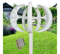 Vertical Axis Wind Turbines Generator 16000W DC 12V 24V 48V 3 Phase AC Permanent Magnet Generator Wind Turbine Kit 5 Blades Lantern Motor Vertical Axis Windmill with Controller(White,48V)